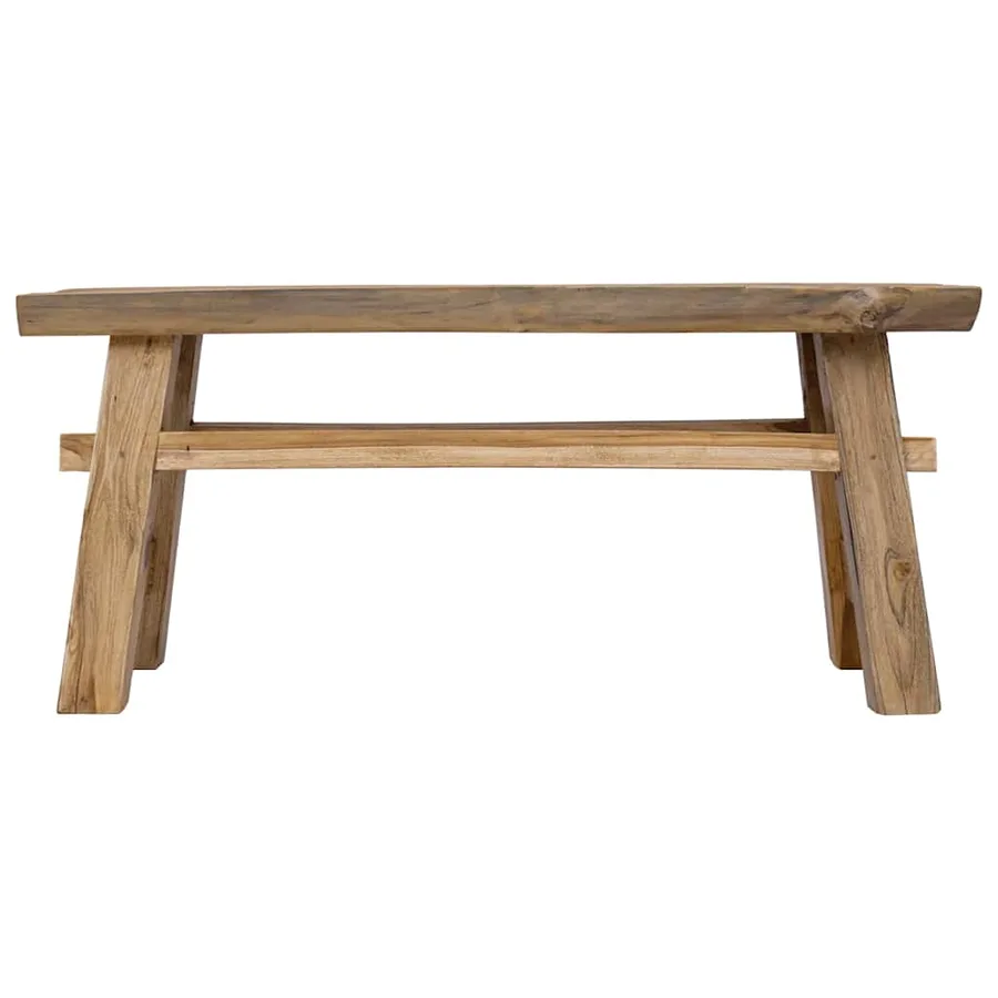 Banc bois de récupération mélangé et teck massif 100x28x43 cm - 3