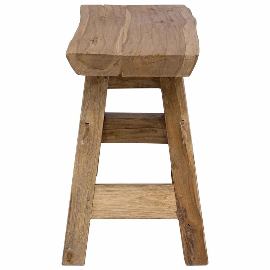 Banc bois de récupération mélangé et teck massif 100x28x43 cm - 4