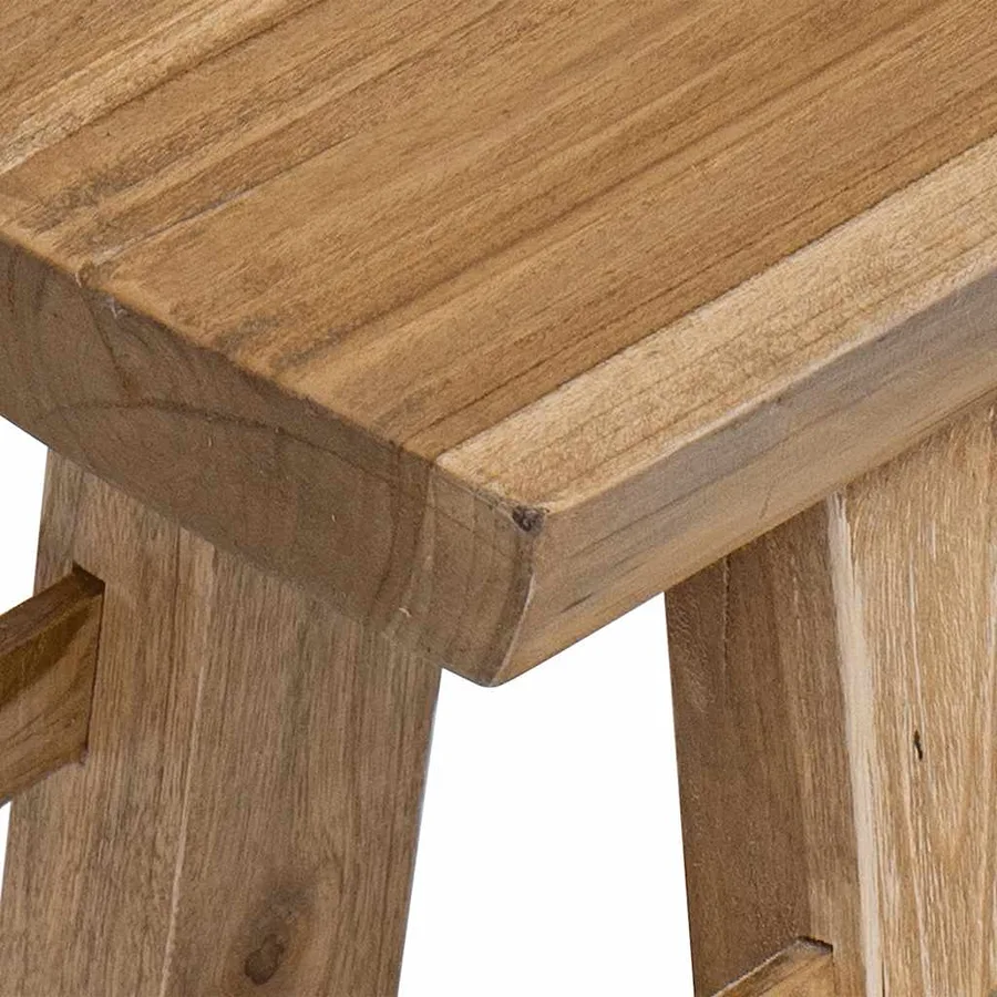 Banc bois de récupération mélangé et teck massif 100x28x43 cm - 7