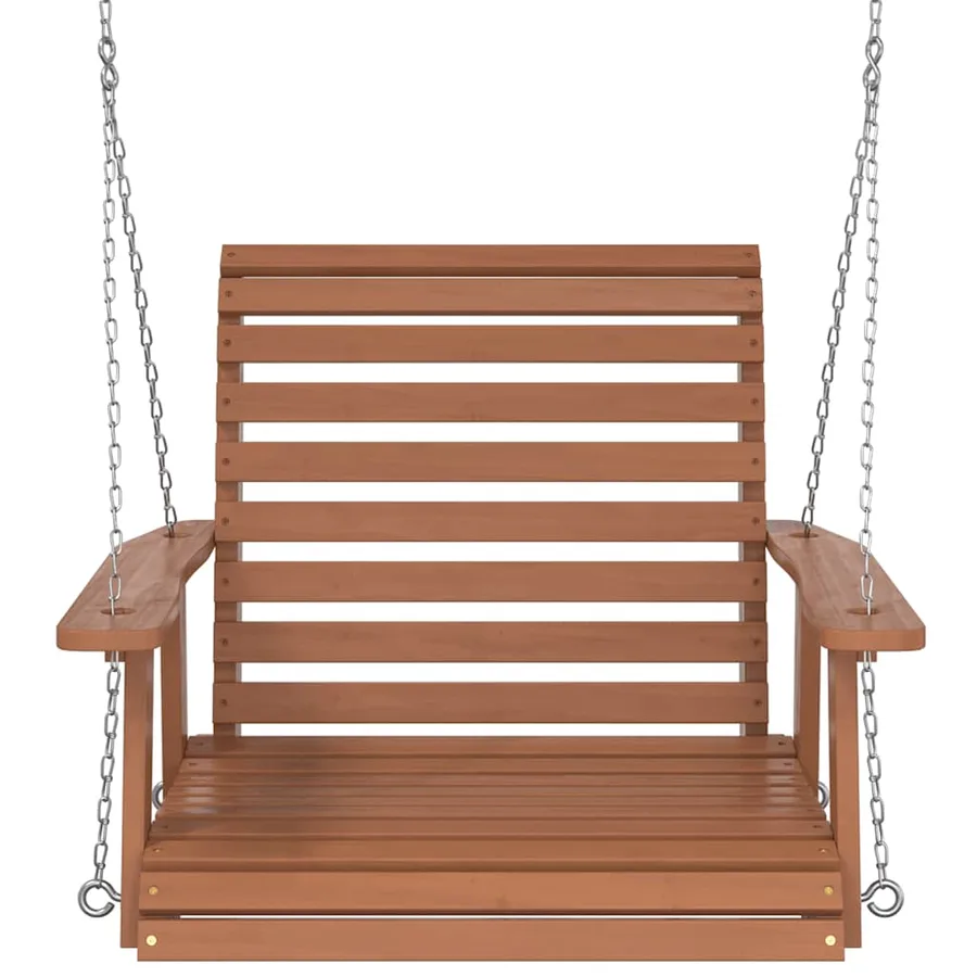 Chaise balançoire de jardin chaînes en métal bois massif sapin - 4