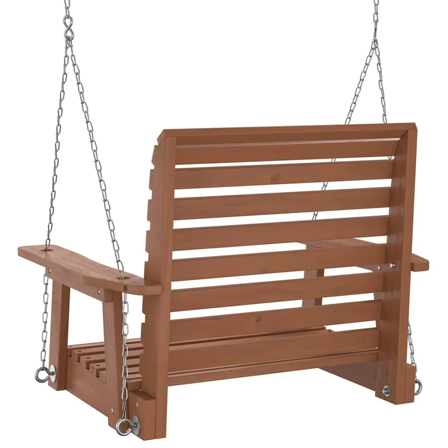 Chaise balançoire de jardin chaînes en métal bois massif sapin - 6