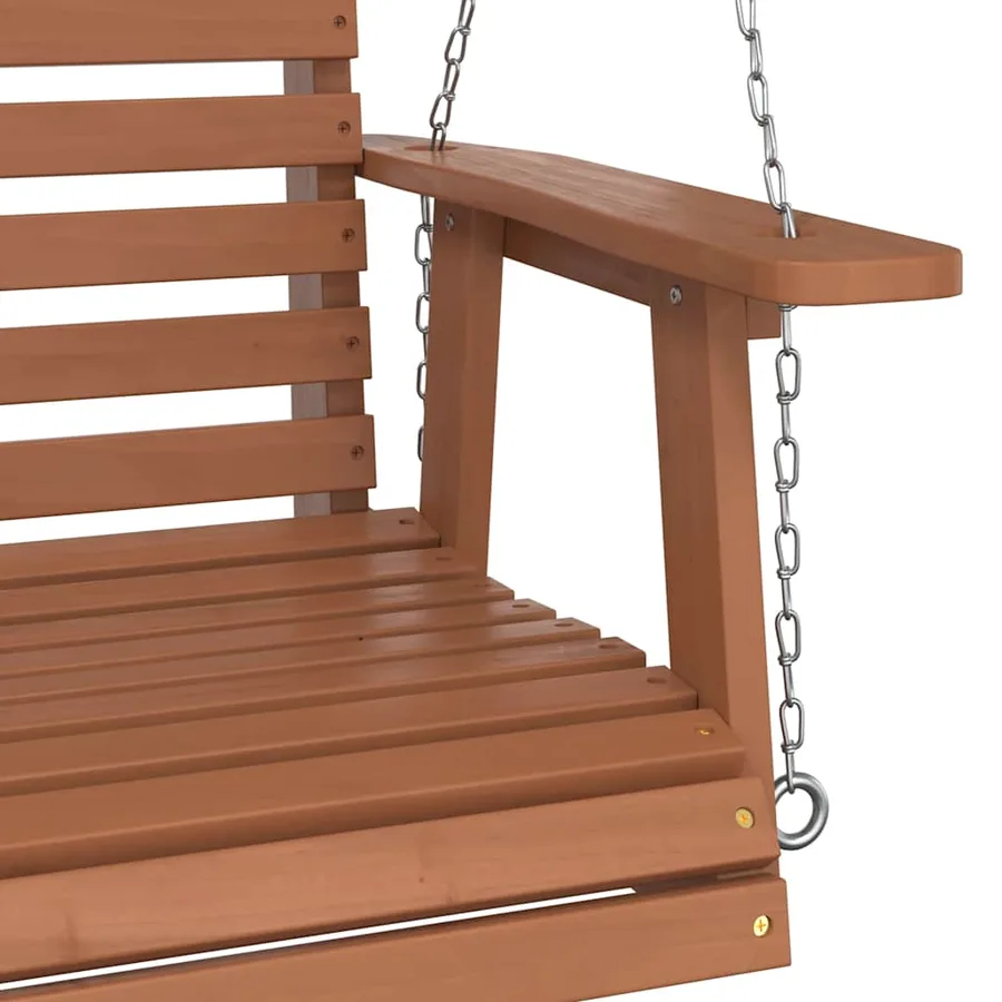 Chaise balançoire de jardin chaînes en métal bois massif sapin - 7