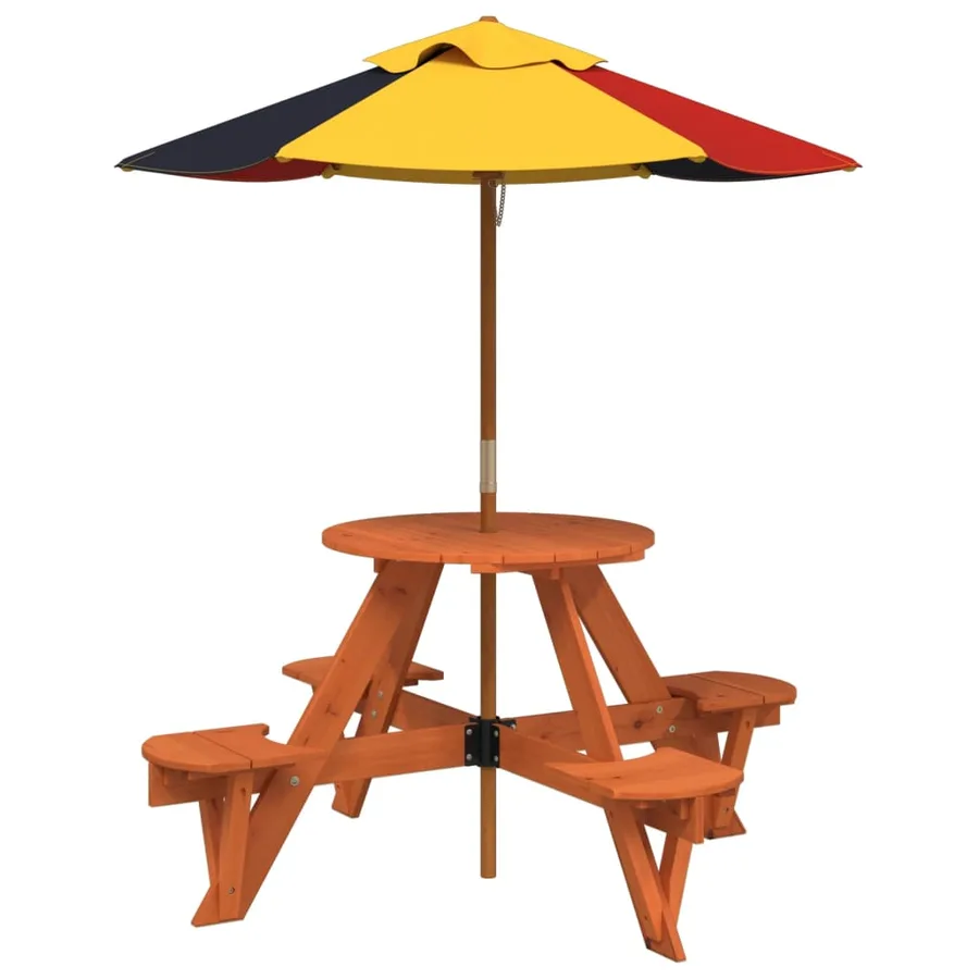 Table de pique-nique pour 4 enfants avec parasol rond sapin - 2