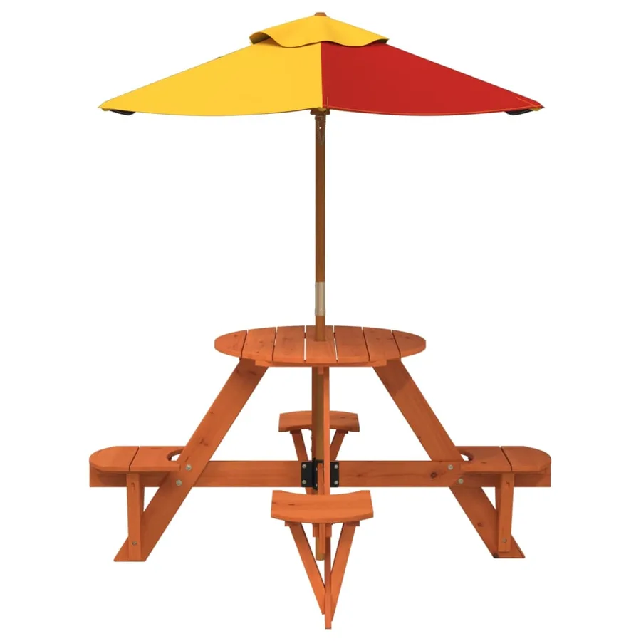 Table de pique-nique pour 4 enfants avec parasol rond sapin - 3