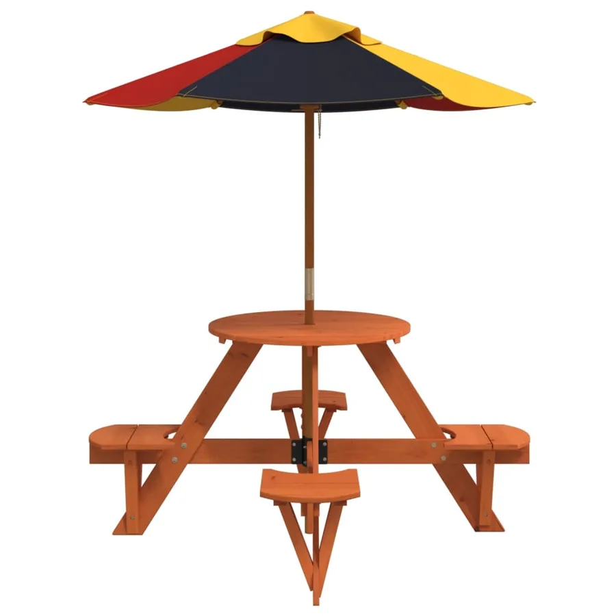 Table de pique-nique pour 4 enfants avec parasol rond sapin - 4