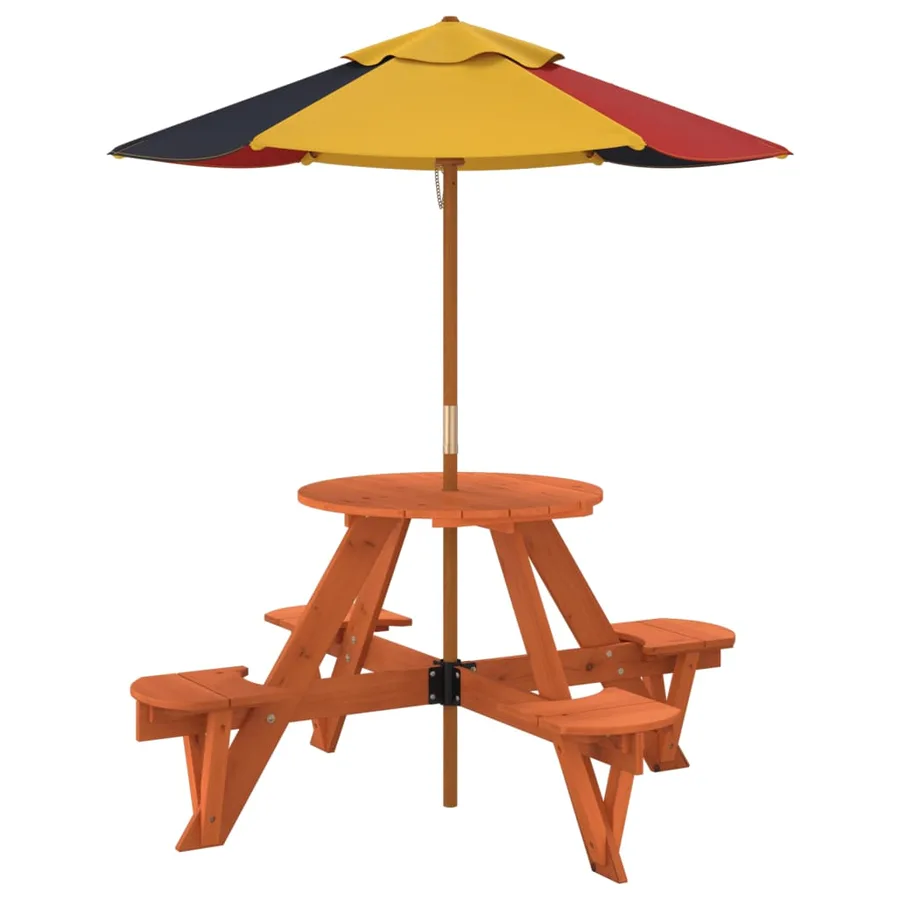 Table de pique-nique pour 4 enfants avec parasol rond sapin - 5