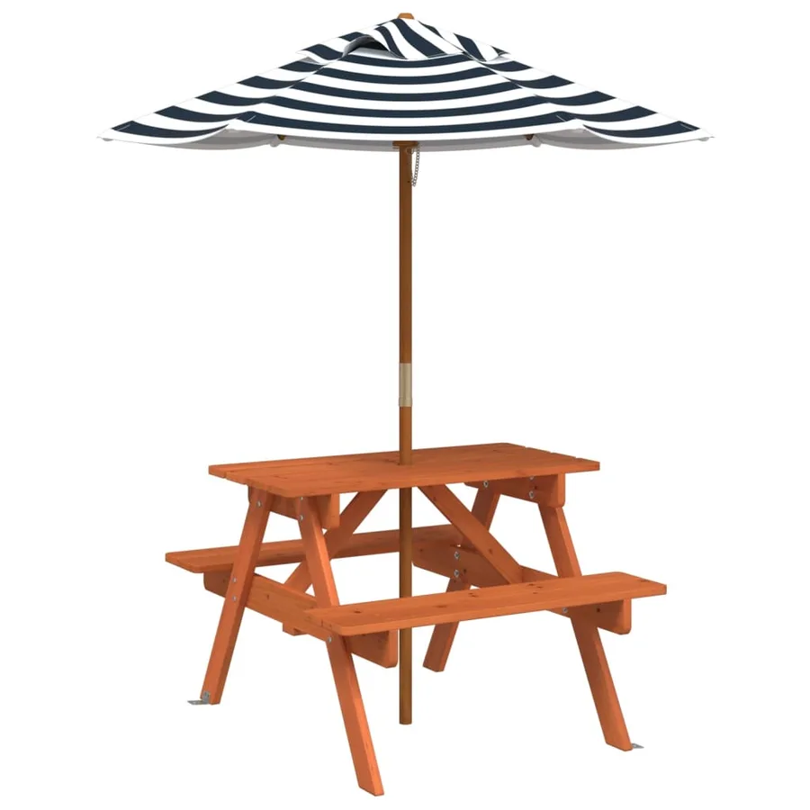 Table de pique-nique pour 4 enfants avec parasol bois de sapin - 2