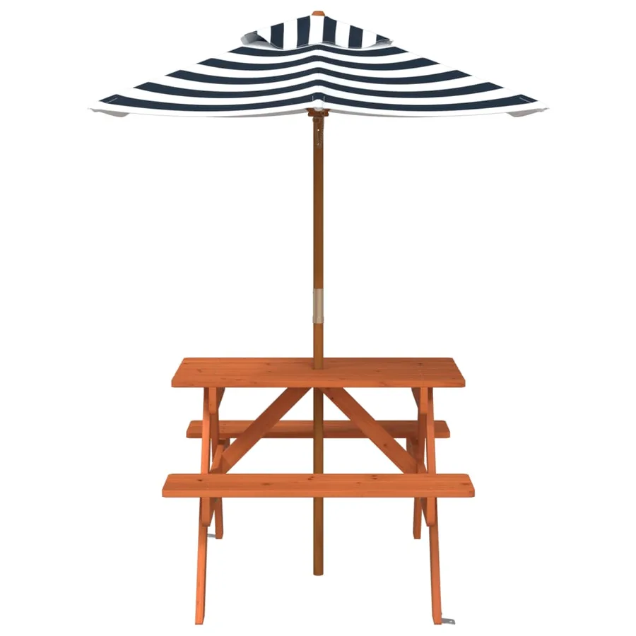 Table de pique-nique pour 4 enfants avec parasol bois de sapin - 3
