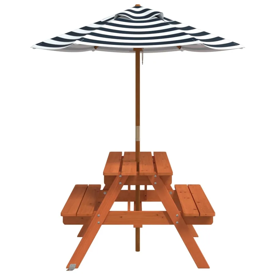 Table de pique-nique pour 4 enfants avec parasol bois de sapin - 4