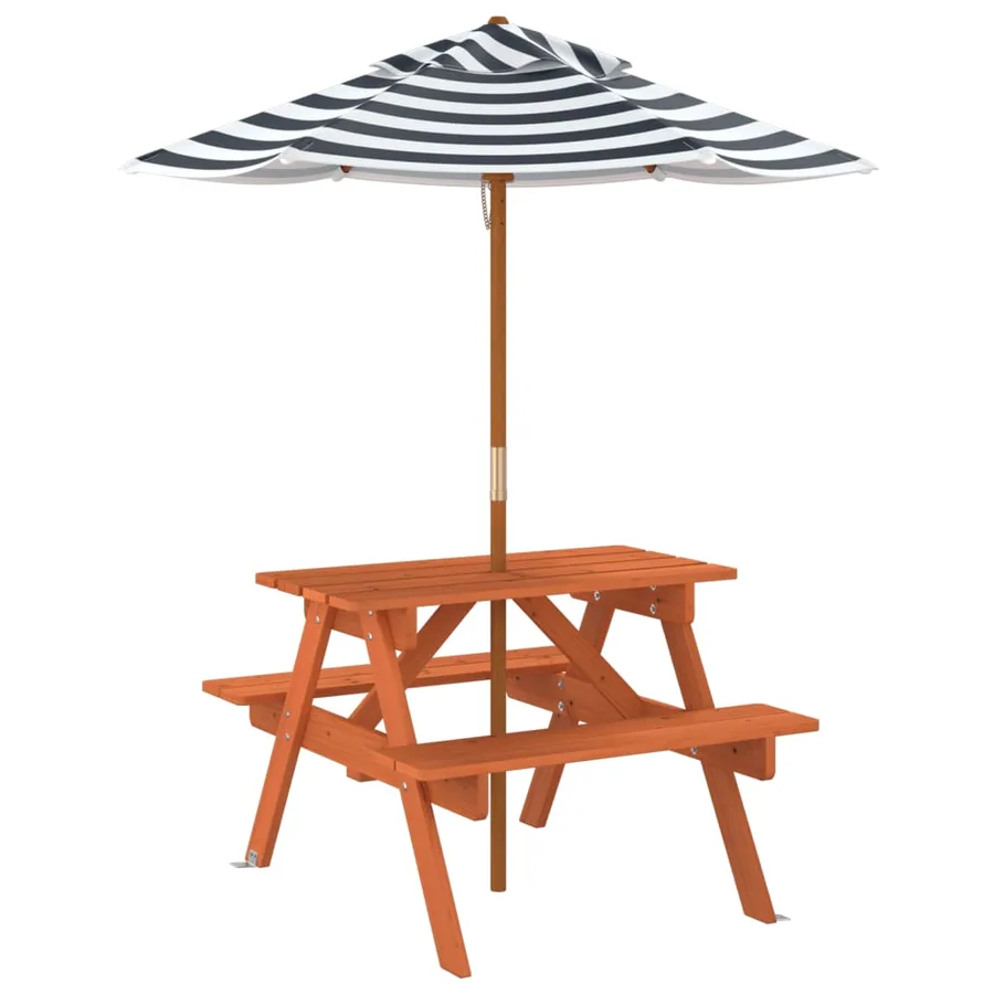 Table de pique-nique pour 4 enfants avec parasol bois de sapin - 5