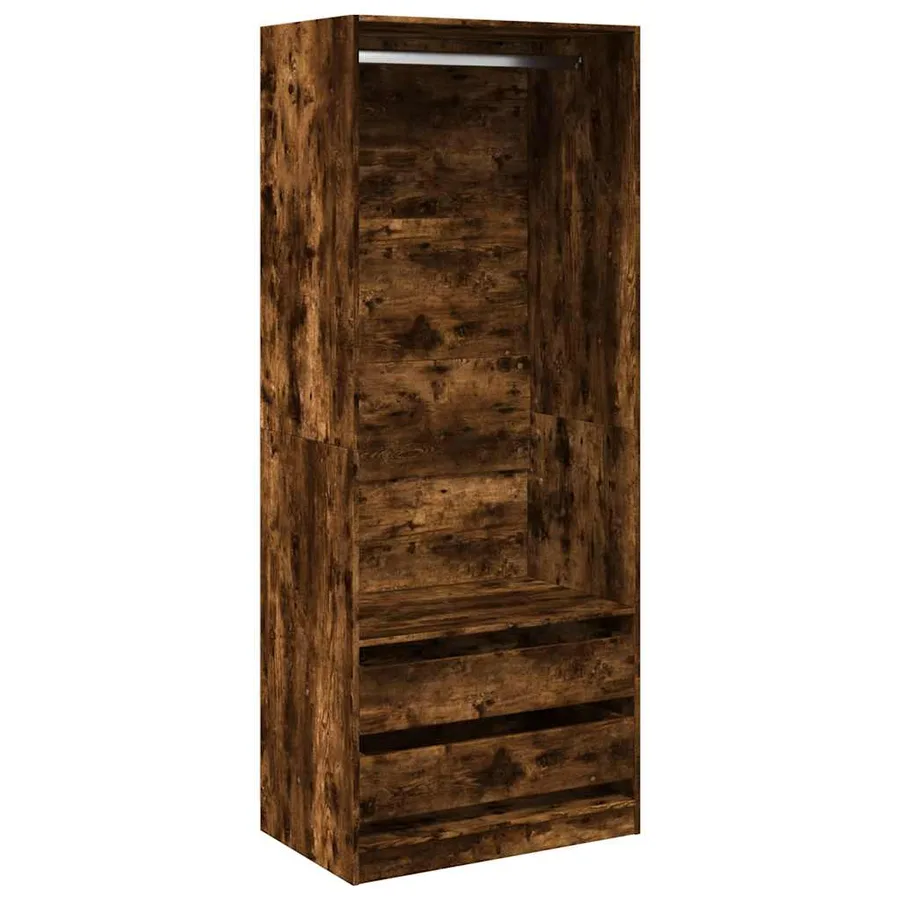 Garde-robe chêne fumé 80x50x200 cm bois d'ingénierie - 2