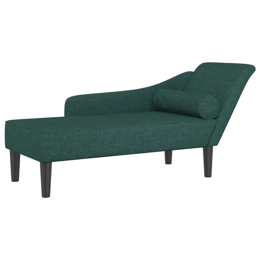 Chaise longue avec coussins vert foncé tissu - 2