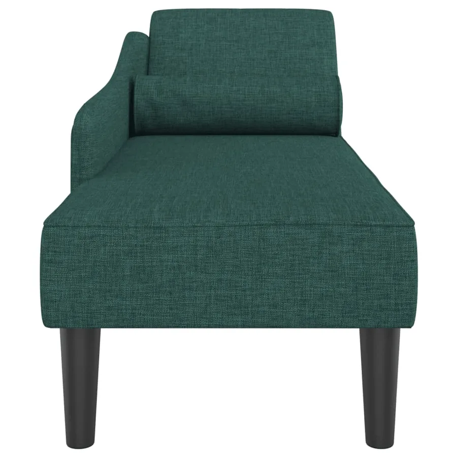 Chaise longue avec coussins vert foncé tissu - 4