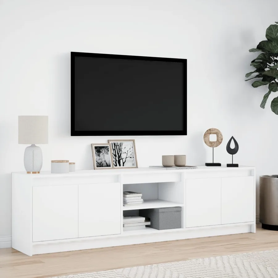 Meuble TV avec LED blanc 180x34x50 cm bois d'ingénierie - 4