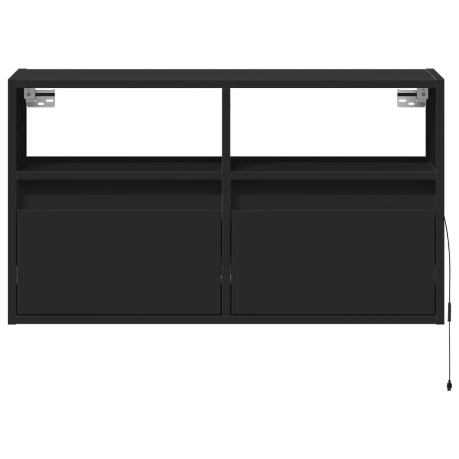 Meuble TV mural avec lumières LED noir 80x31x45 cm - 6