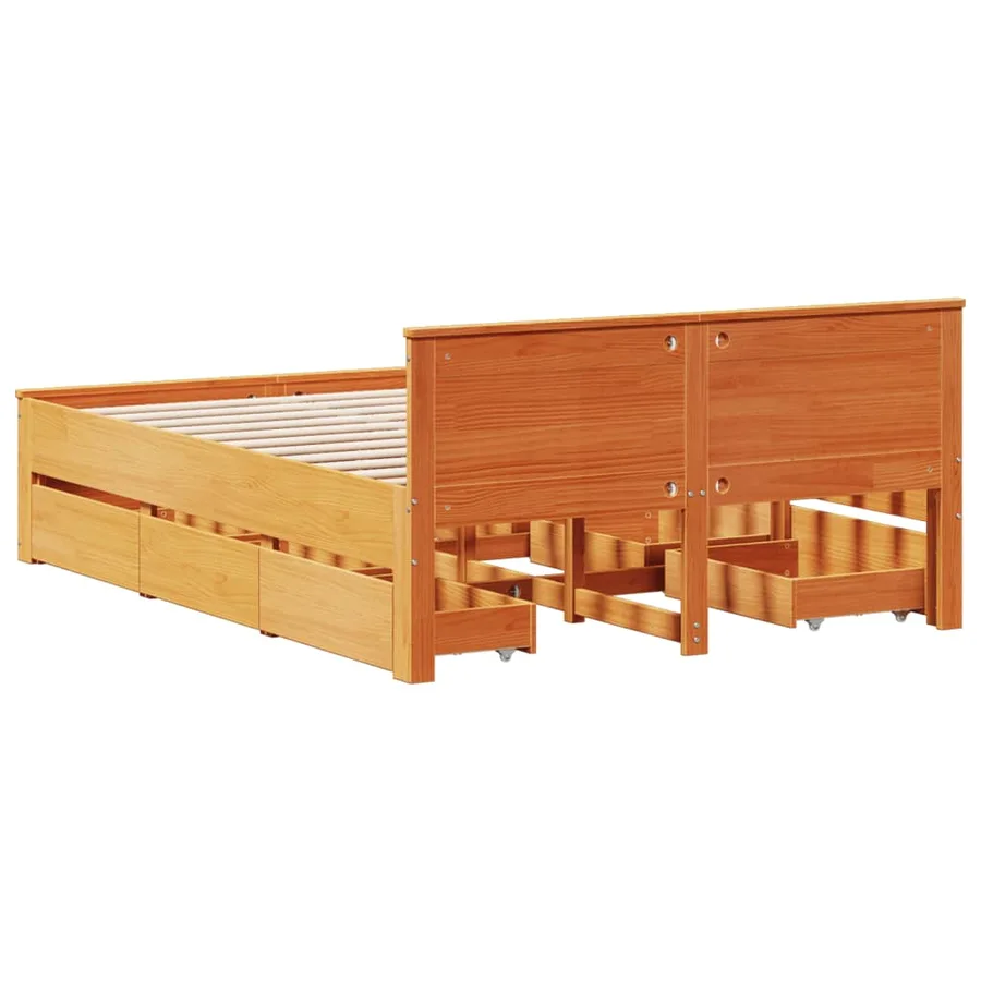 Cadre de lit sans matelas avec tête de lit brun cire 140x200 cm - 6