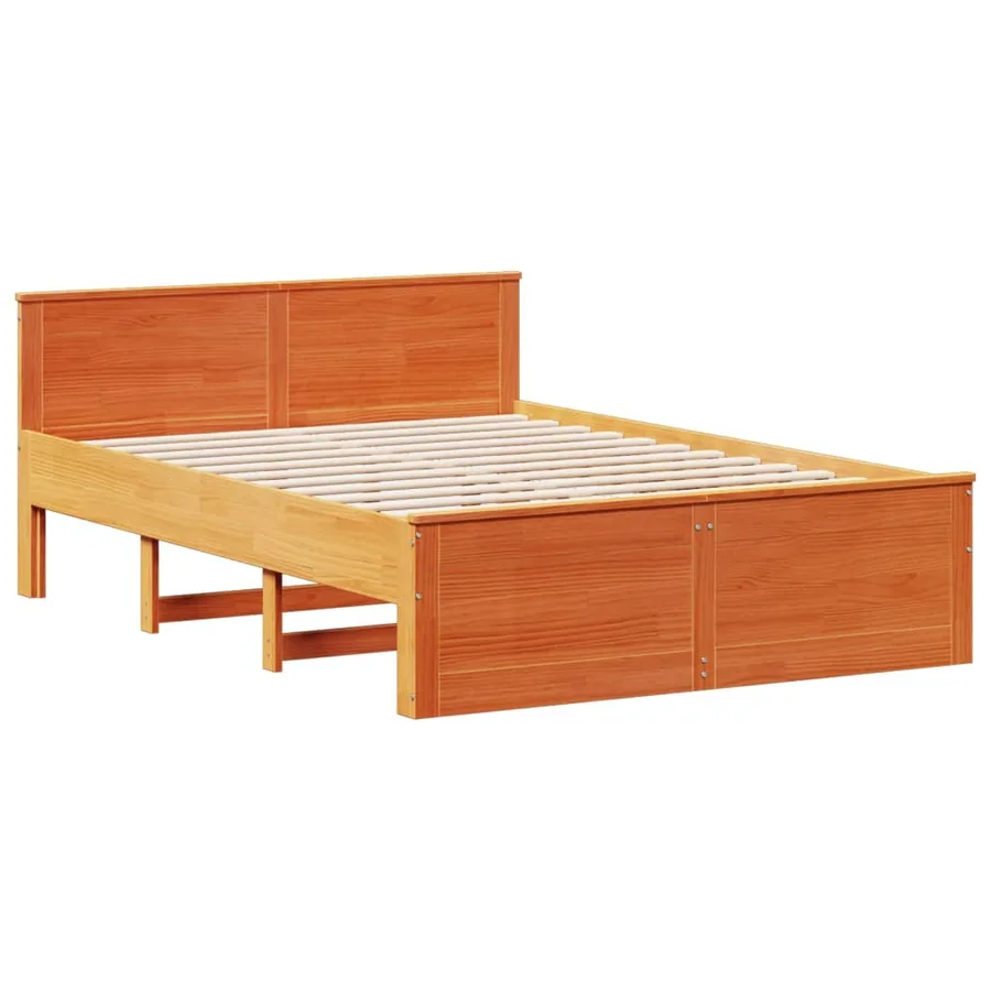Cadre de lit sans matelas avec tête de lit brun cire 140x200 cm - 7
