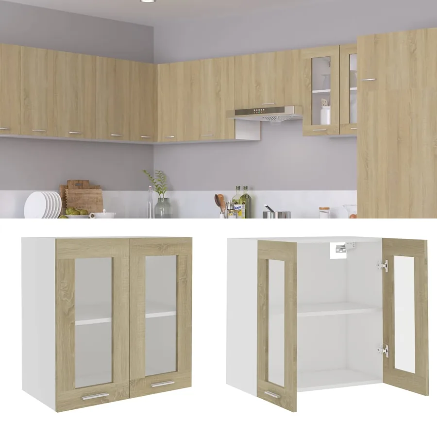 Vitrine suspendue "Lyon" Chêne Sonoma 60 x 31 x 60 cm Bois d'ingénierie