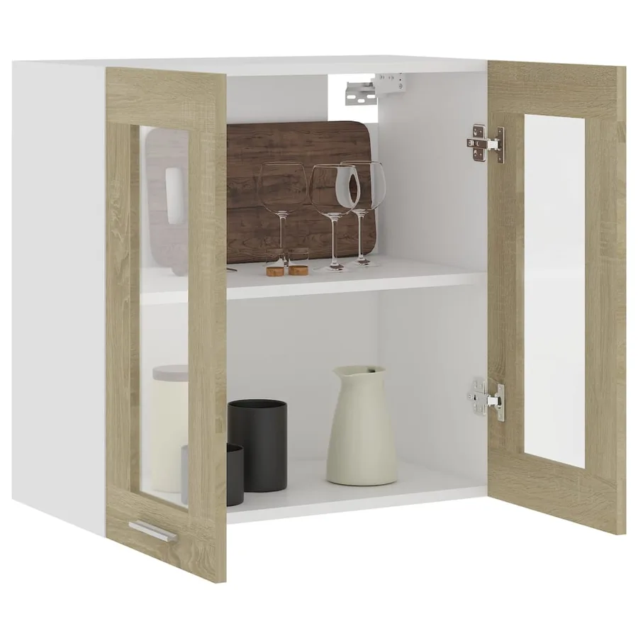 Vitrine suspendue "Lyon" Chêne Sonoma 60 x 31 x 60 cm Bois d'ingénierie - 4