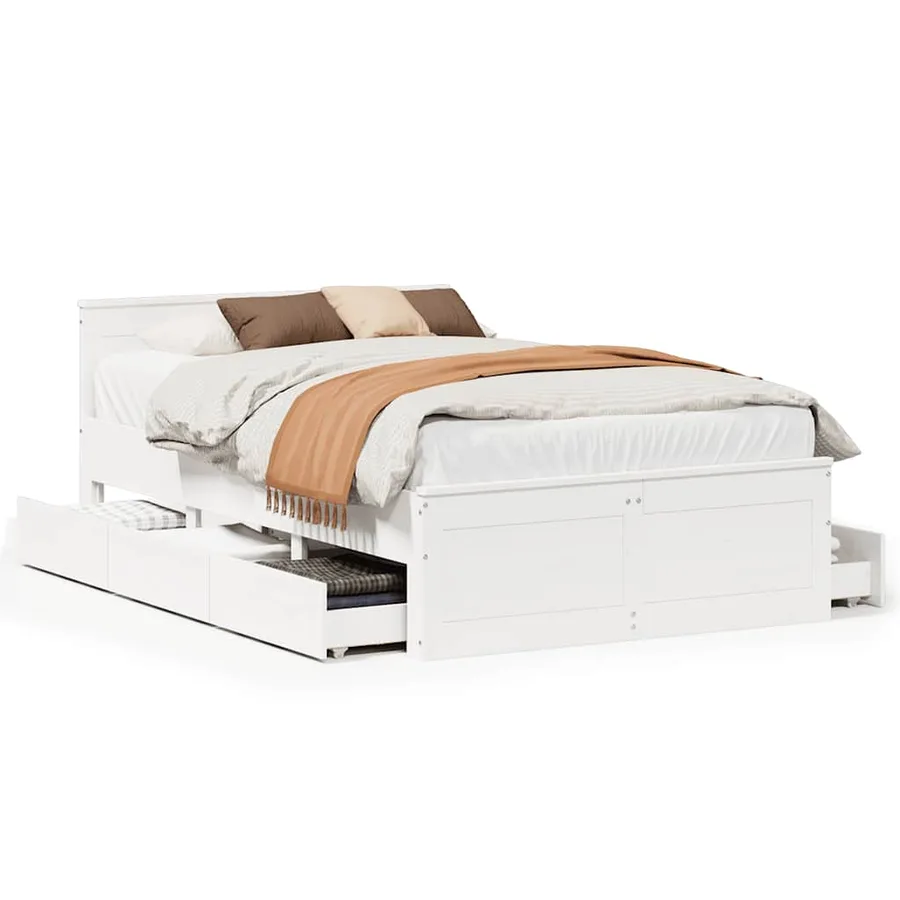 Cadre de lit sans matelas avec tête de lit blanc 120x190 cm pin - 2