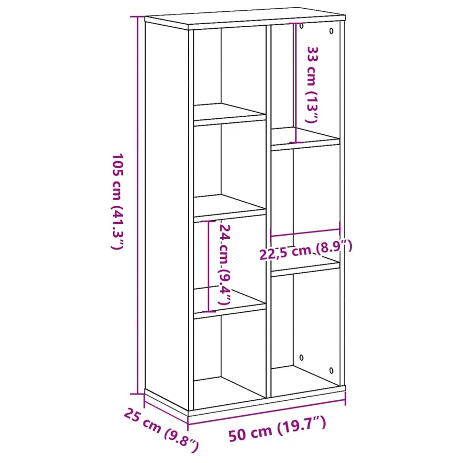 Bibliothèque vieux bois 50x25x105 cm bois d'ingénierie - 9