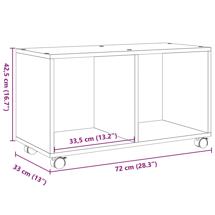 Armoire à roulettes chêne sonoma 72x33x42,5cm bois d’ingénierie - 10