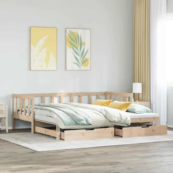 Lit de jour avec gigogne et tiroirs sans matelas 90x190 cm