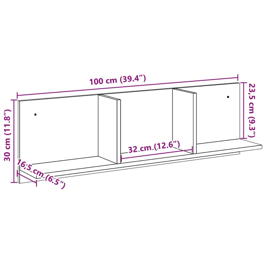 Armoire murale 100x16,5x30 cm blanc bois d'ingénierie - 9