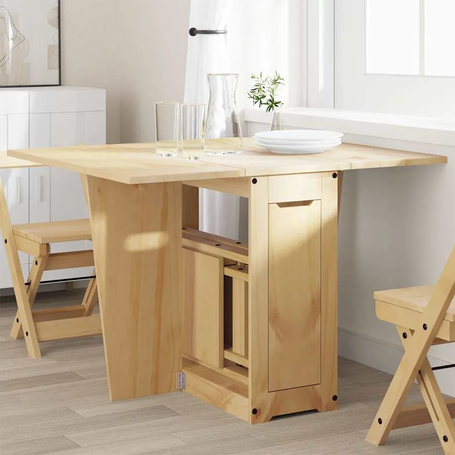 Table à manger papillon pliable Corona cire marron bois de pin