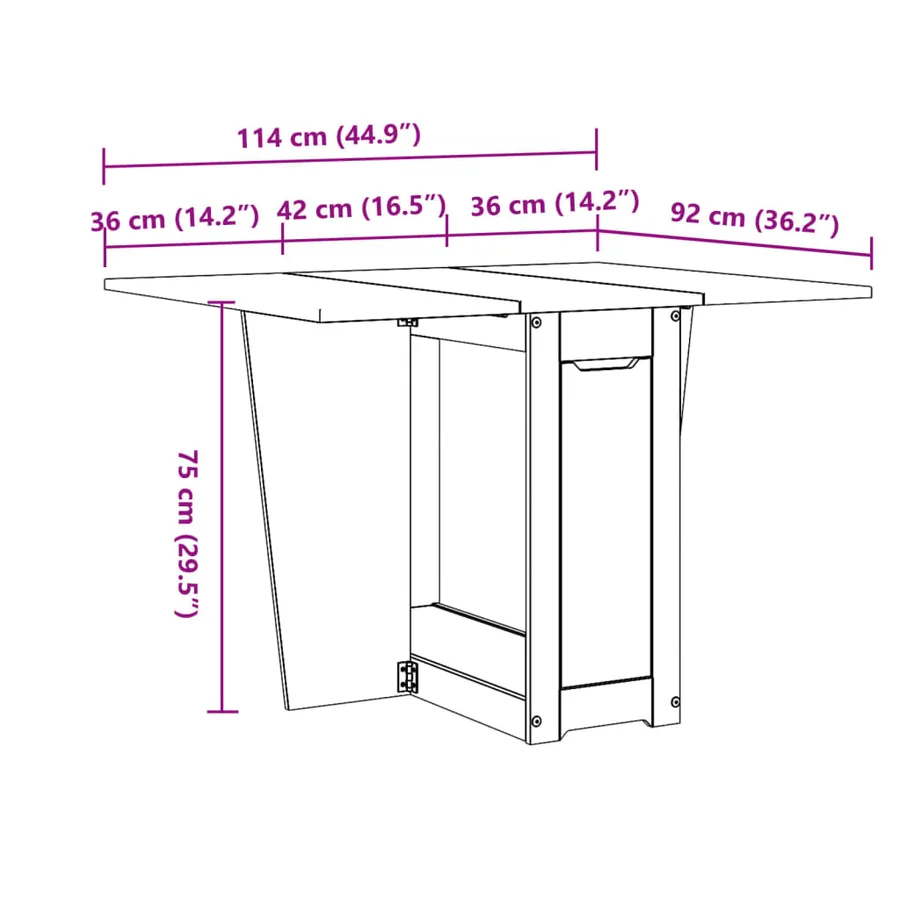 Table à manger papillon pliable Corona cire marron bois de pin - 10