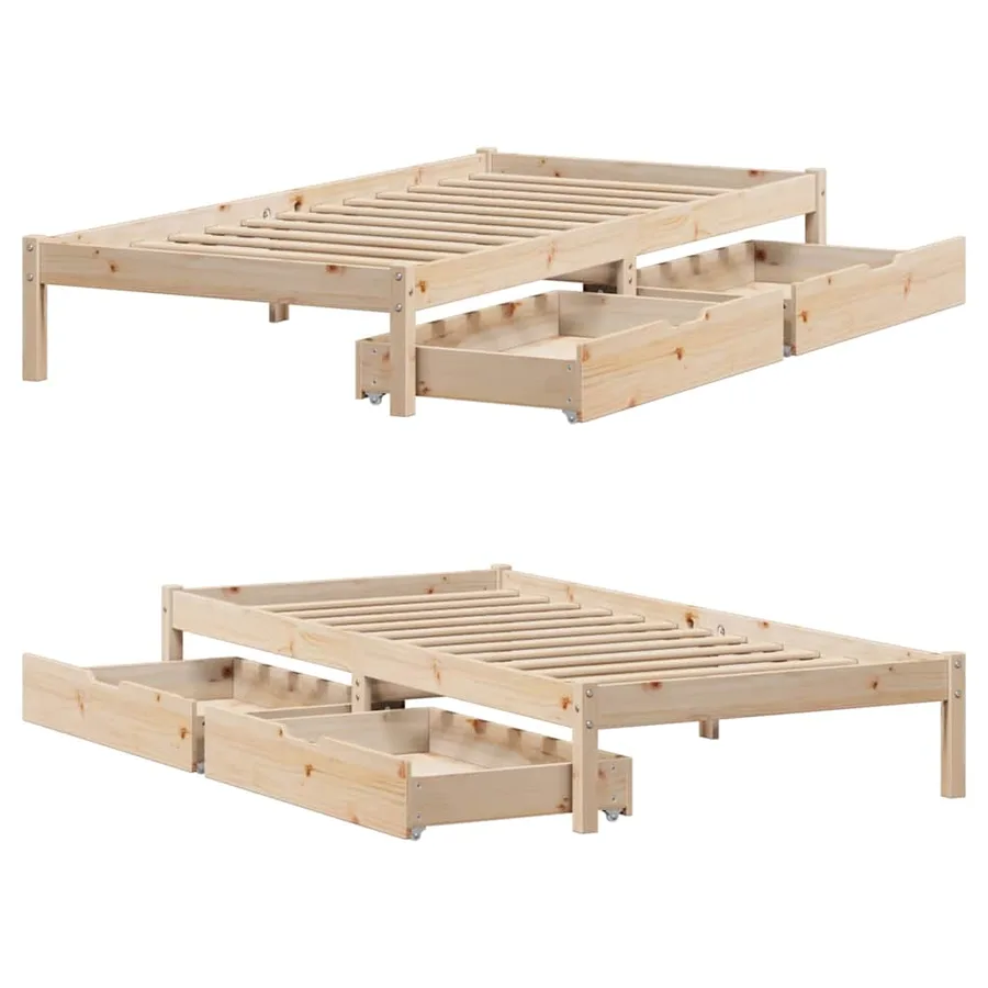 Cadre de lit sans matelas 90x190 cm bois de pin massif - 9