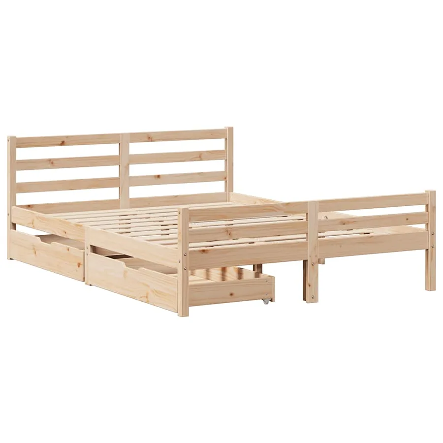 Cadre de lit sans matelas 140x190 cm bois de pin massif - 3