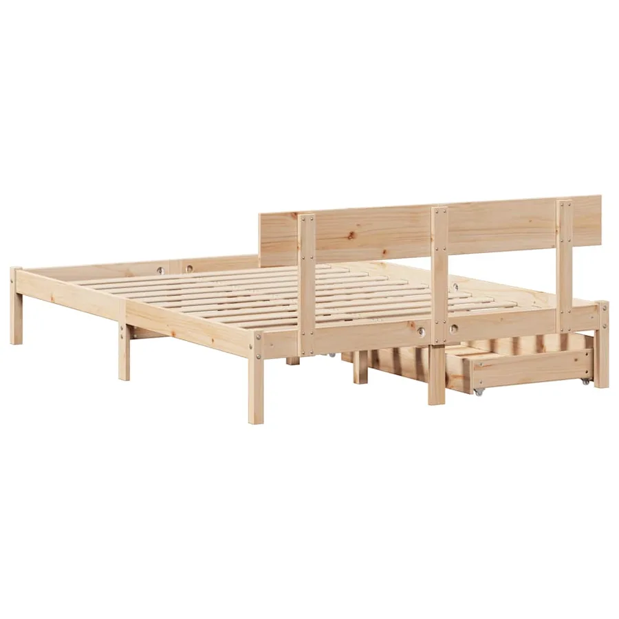Cadre de lit sans matelas 140x190 cm bois de pin massif - 6