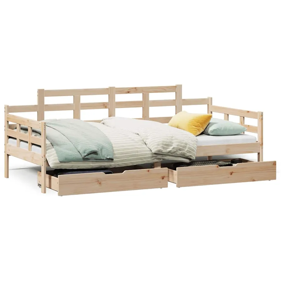 Lit de jour avec tiroirs sans matelas 90x190 cm bois massif - 2
