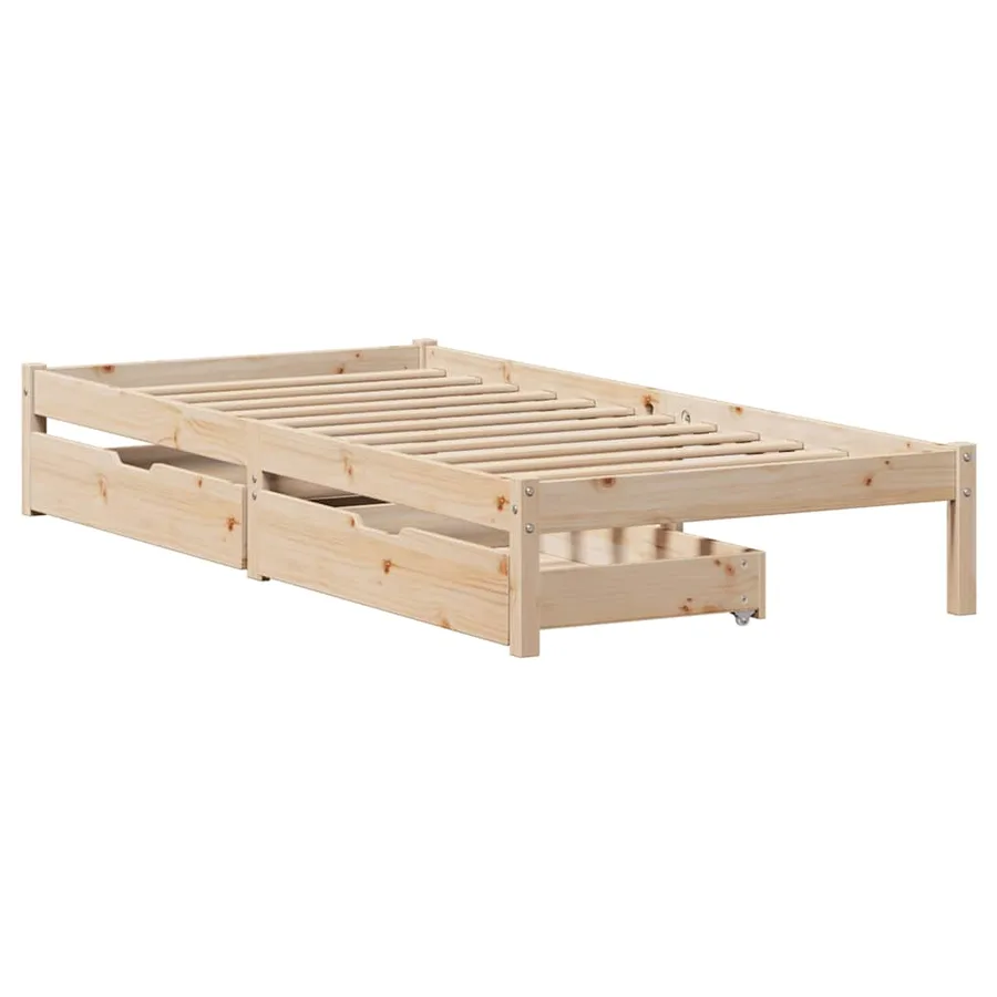 Cadre de lit sans matelas 75x190 cm bois de pin massif - 3