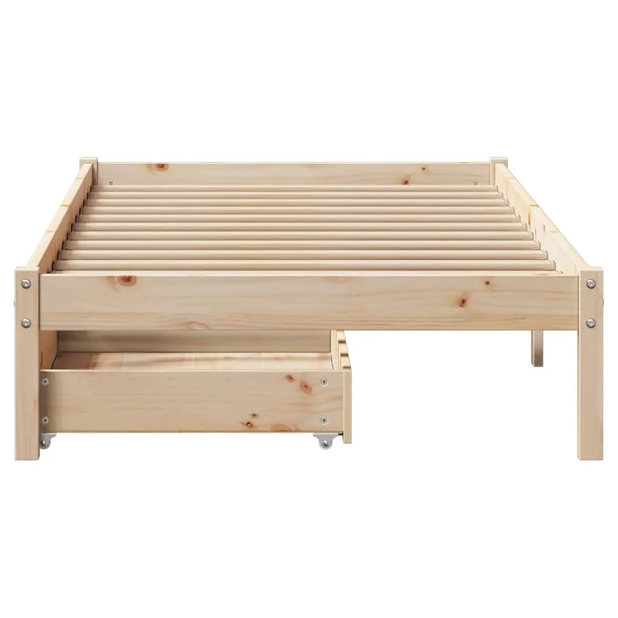 Cadre de lit sans matelas 75x190 cm bois de pin massif - 4