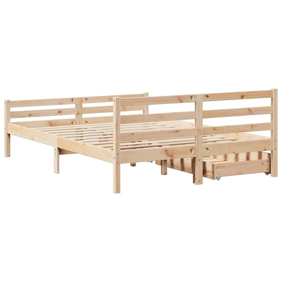 Cadre de lit sans matelas 135x190 cm bois de pin massif - 6