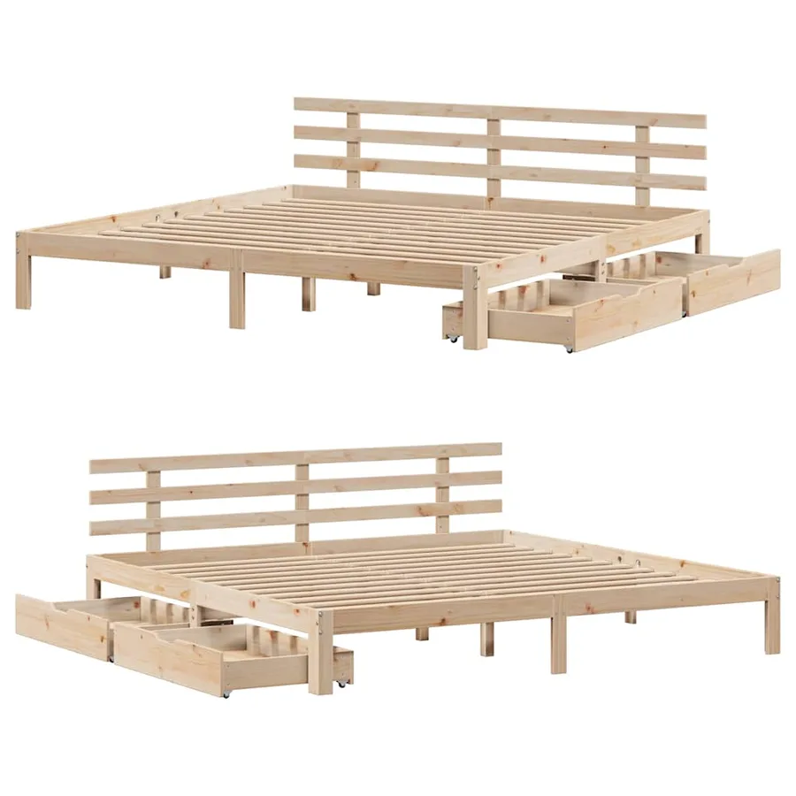 Cadre de lit avec tiroirs sans matelas 180x200 cm - 9