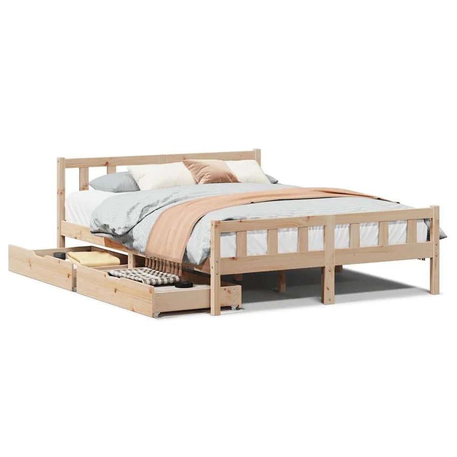 Cadre de lit sans matelas 120x190 cm bois de pin massif - 2