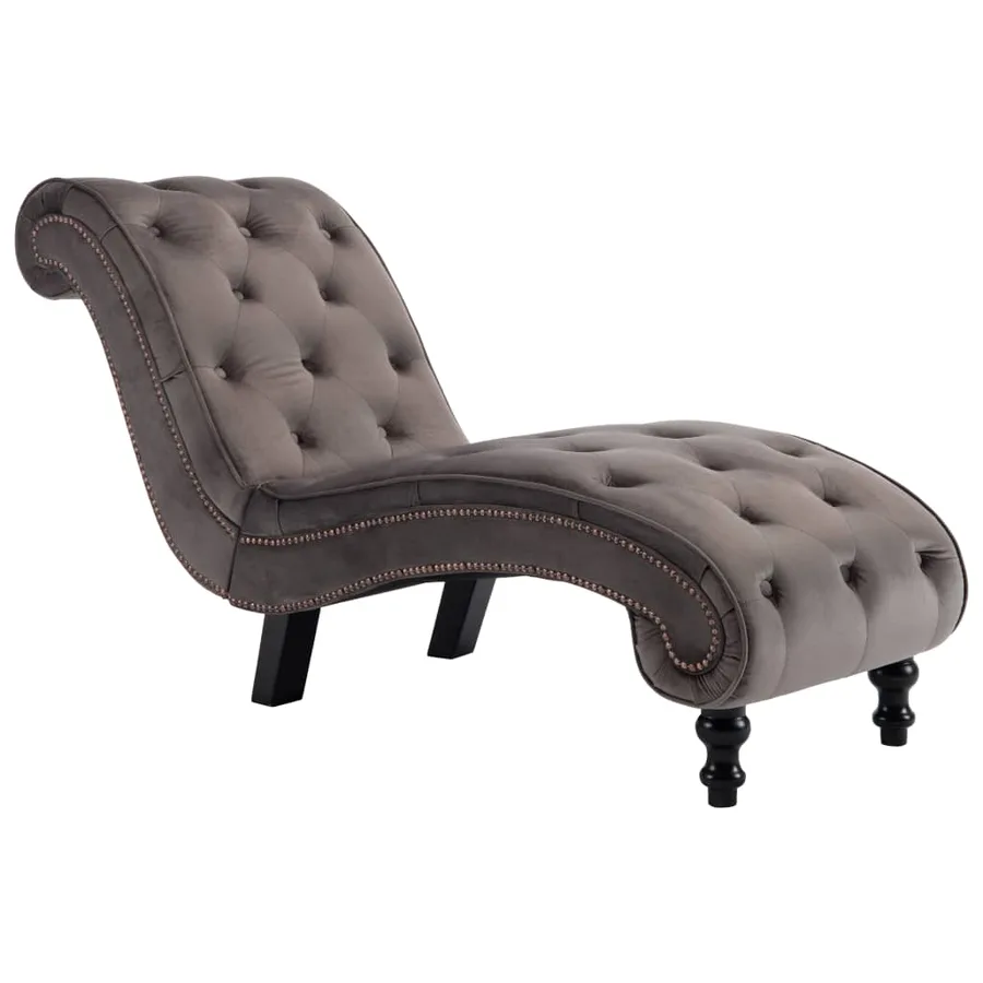 Chaise longue Velours Gris - 2