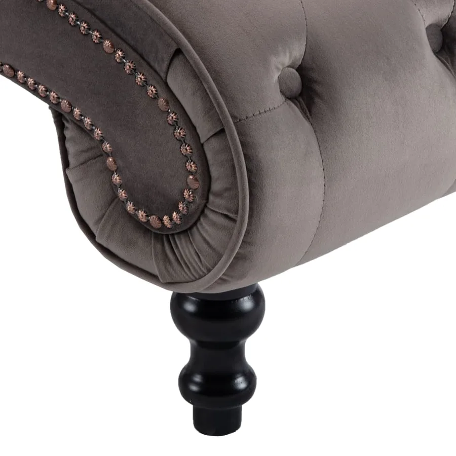 Chaise longue Velours Gris - 6