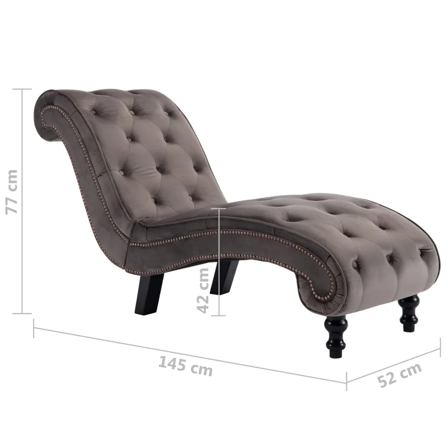 Chaise longue Velours Gris - 8