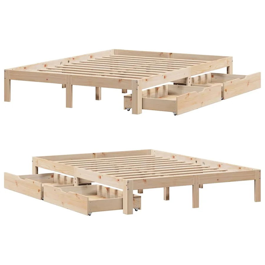 Cadre de lit avec tiroirs sans matelas 160x200 cm - 9