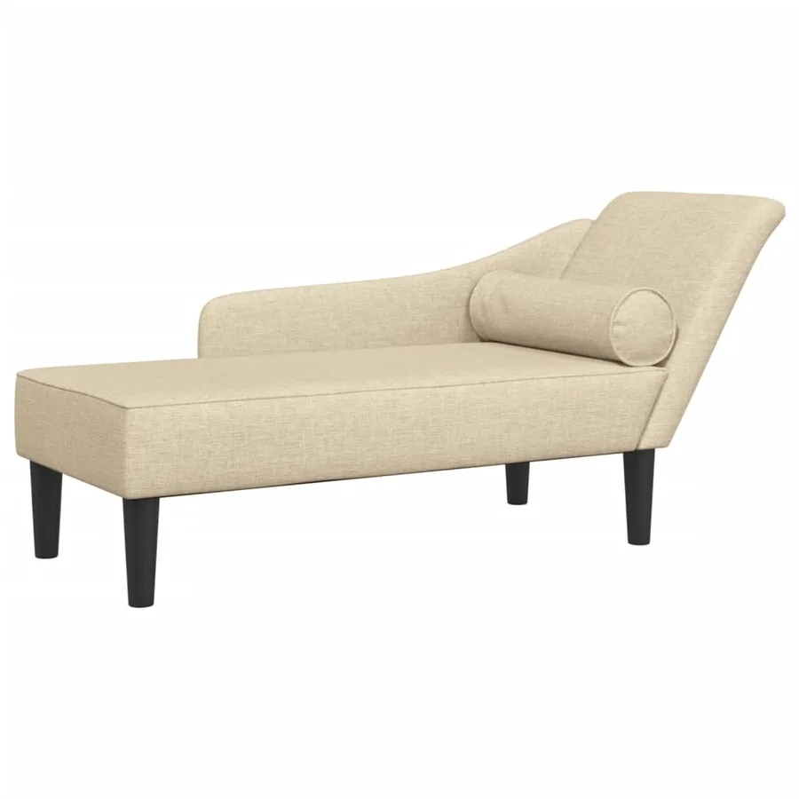 Chaise longue avec coussins crème tissu - 2