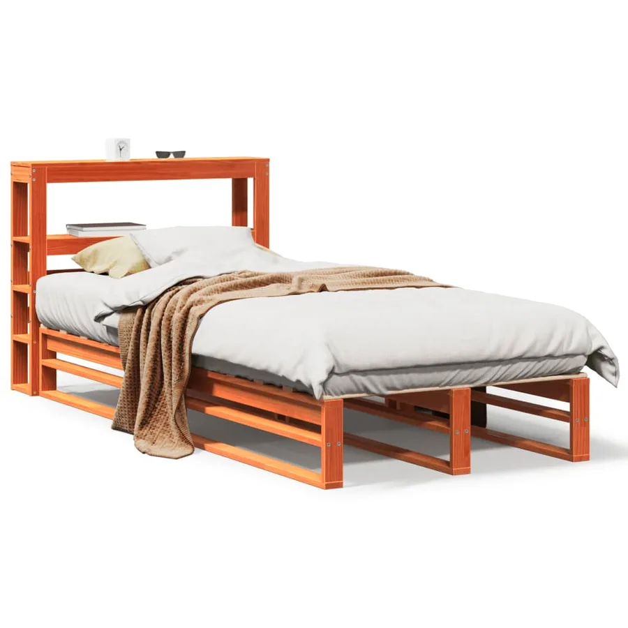 Cadre de lit sans matelas cire marron 100x200cm bois pin massif - 2