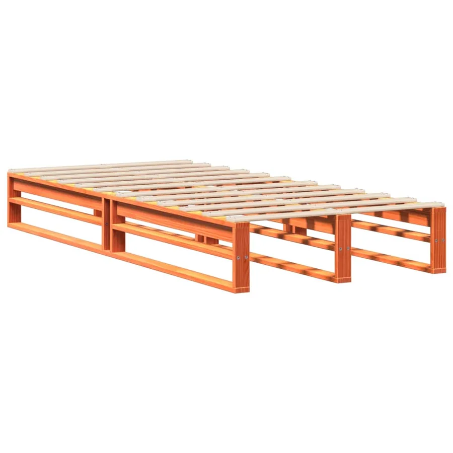 Cadre de lit sans matelas cire marron 100x200cm bois pin massif - 5
