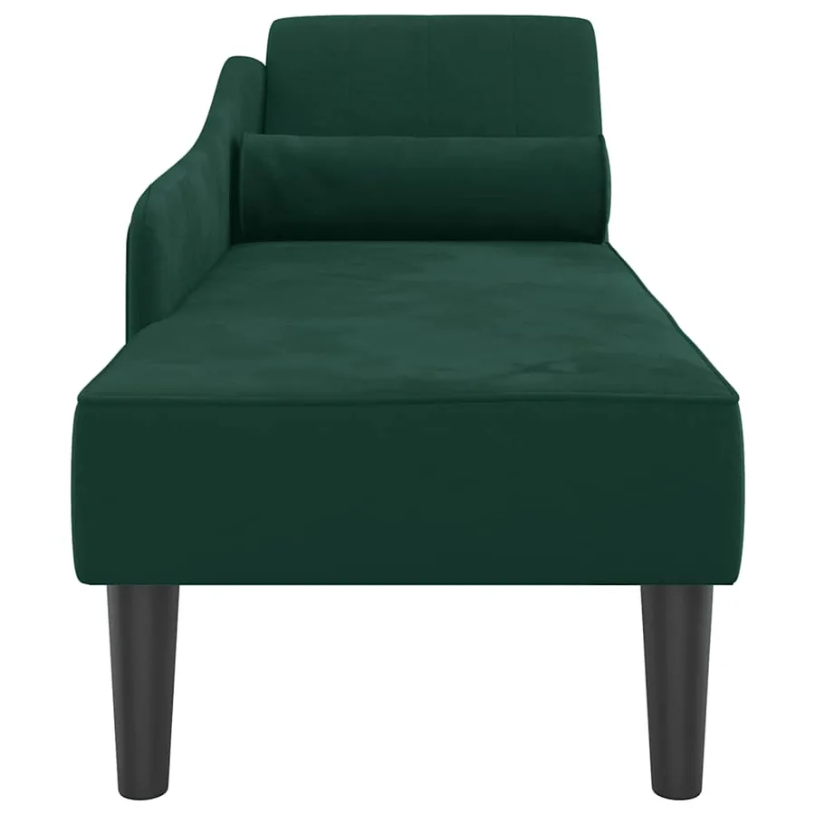 Chaise longue avec coussins vert foncé velours - 4