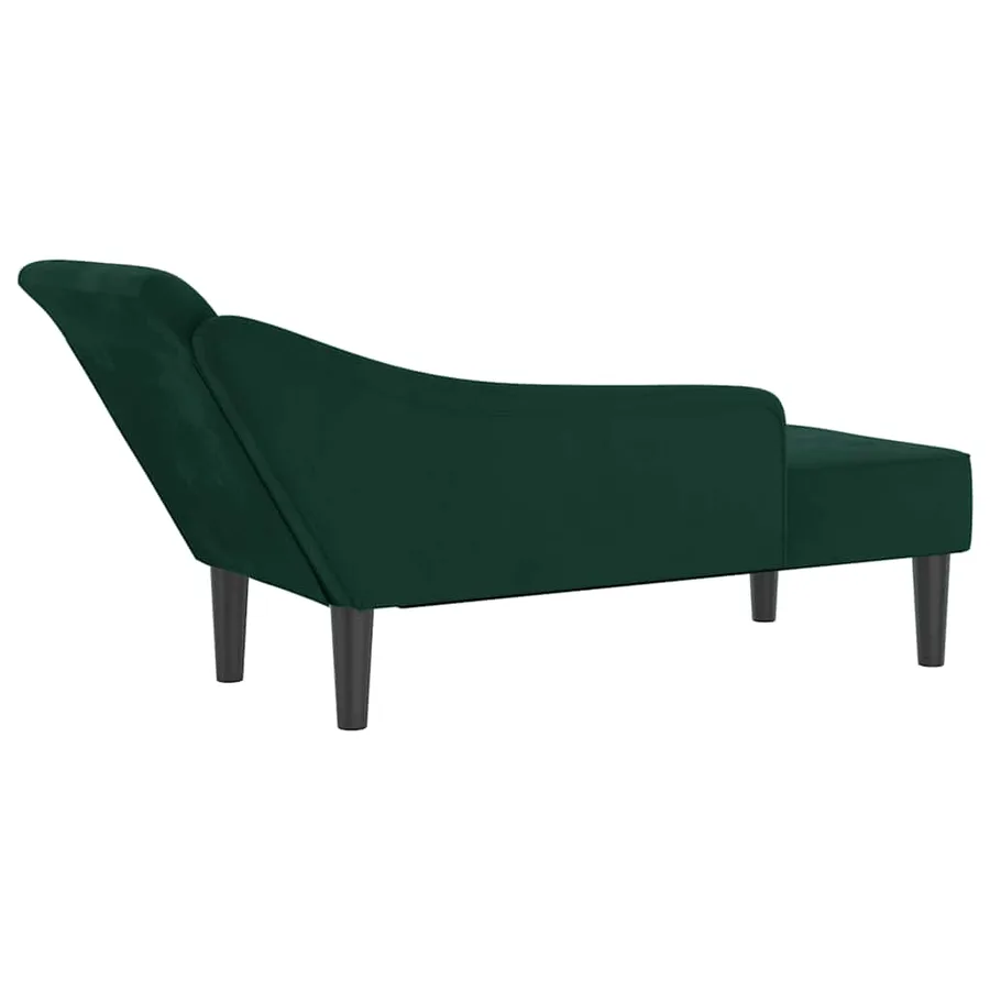 Chaise longue avec coussins vert foncé velours - 5