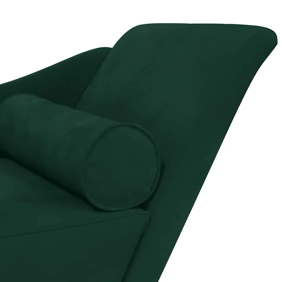 Chaise longue avec coussins vert foncé velours - 6