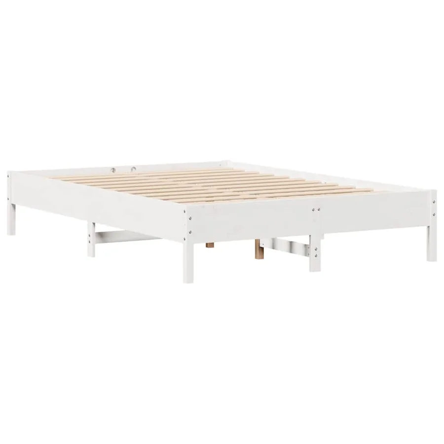Cadre de lit sans matelas blanc 135x190 cm bois de pin massif - 5